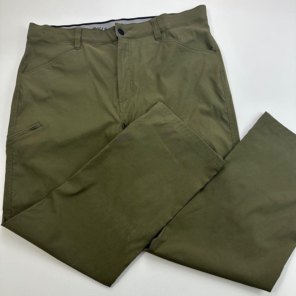 ORVIS Pants Mens 40x30 Dark Olive Green Straight Leg Performance Tech Golf Chino
